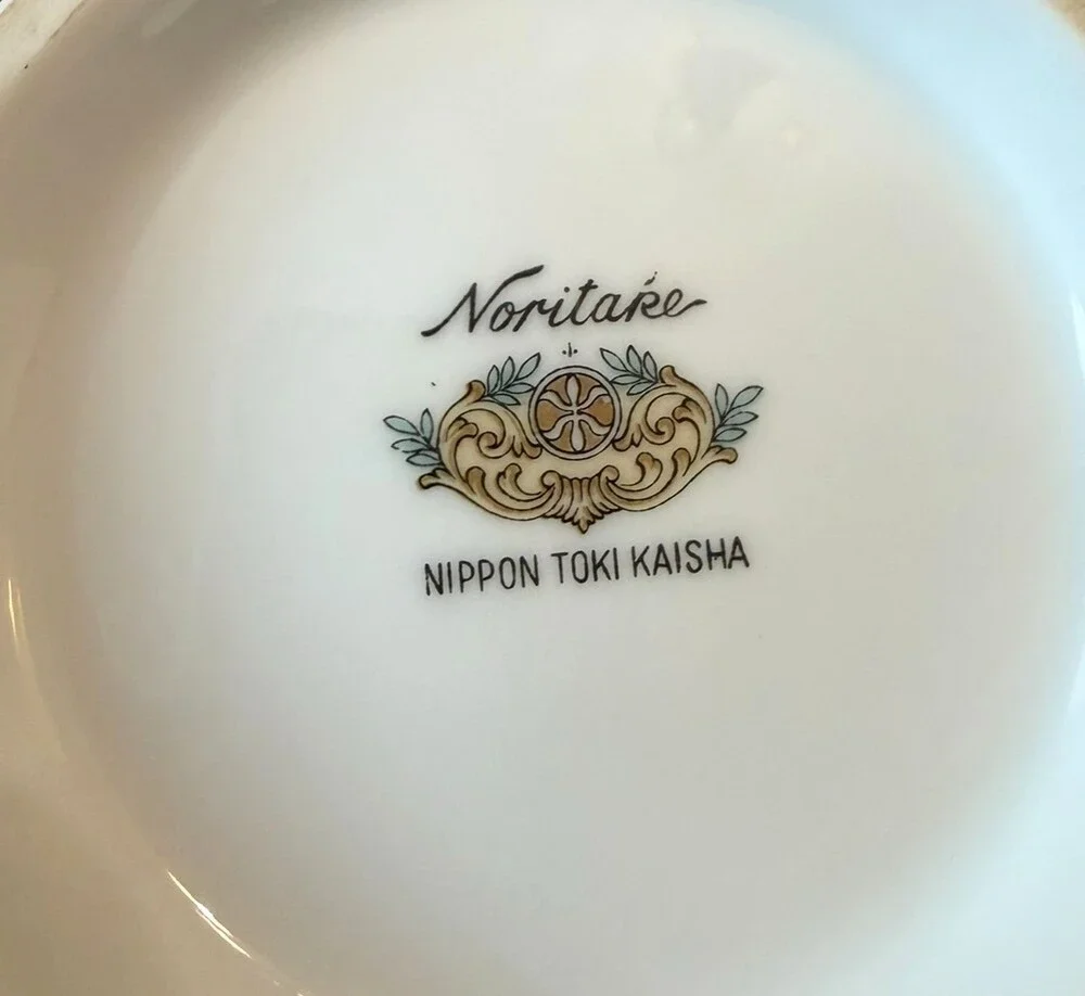 Vintage Noritake N662 Covered Sugar Bowl Floral Medallion Red Mustard Japan